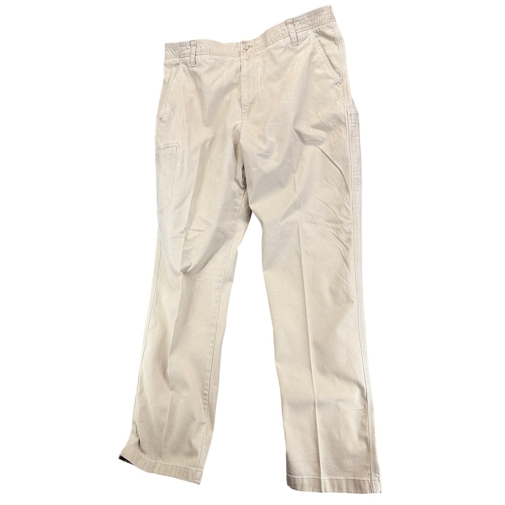 L.L.Bean Natural Fit Utility Cargo Pants Men's 38x34 Khaki Canvas Stretch Cotton